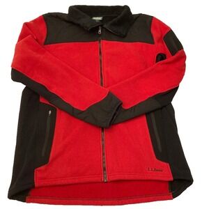 LL Bean Trail Fleece Jacket Mens XX-Large Tall 2XLT Polartec Black Red